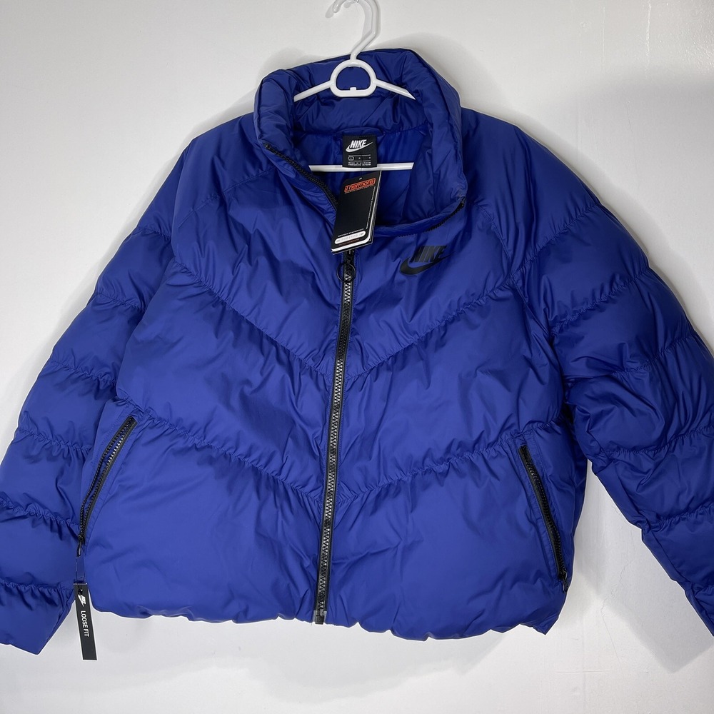 New Womens Nike Sportswear Synthetic Fill Puffer Sz Large Jacket Blue CD4216-455